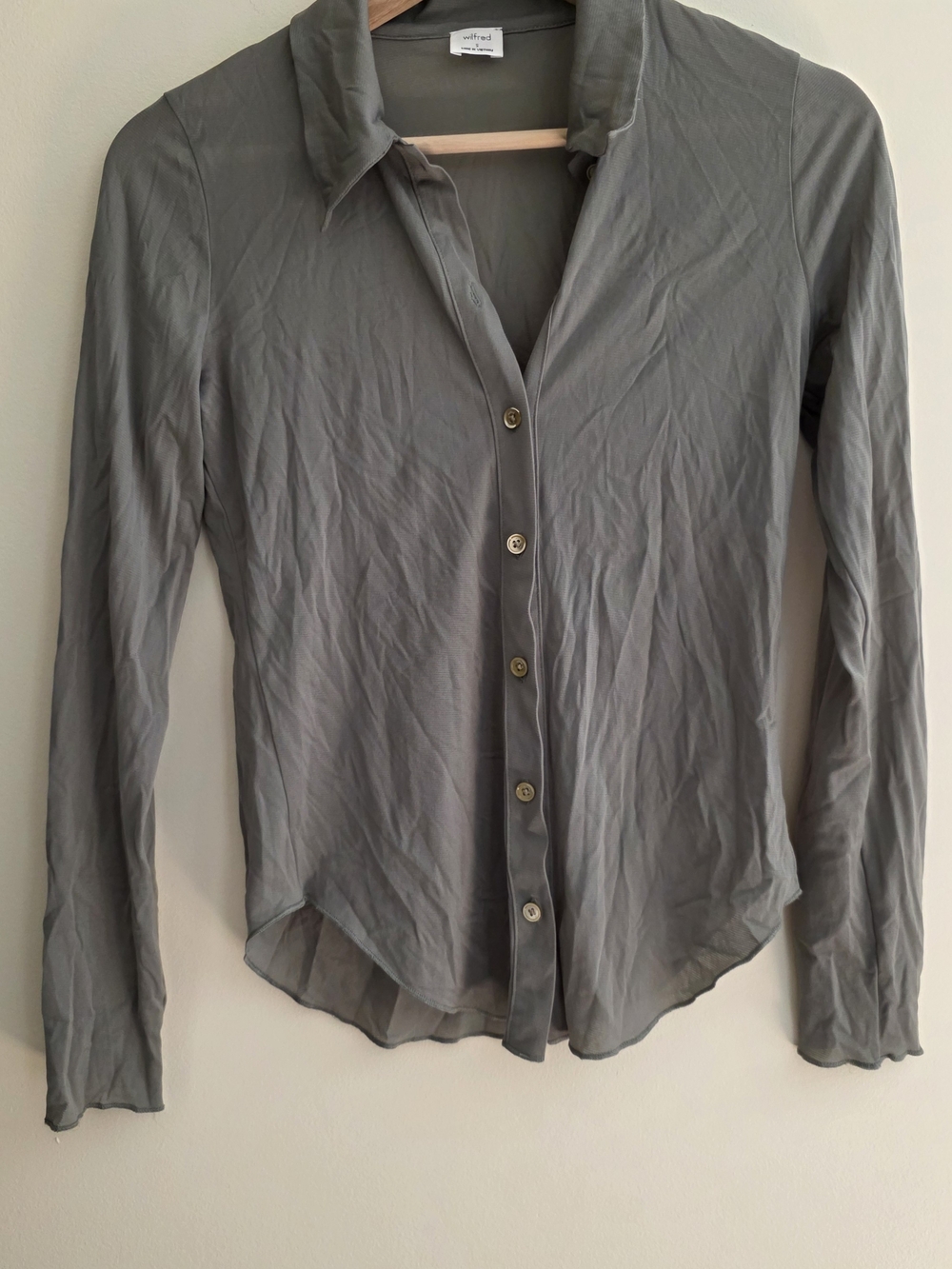 Wilfred Green Button-Front Long Sleeve Shirt